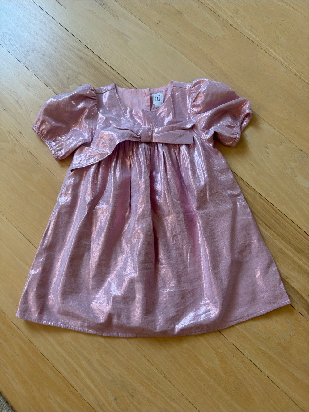 GAP Shimmery Pink Bow-Front Casual Dress